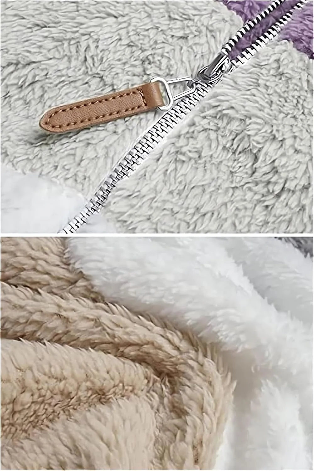 2024 New Rcontrasting Lamb Wool Padded Coat Sherpa Hoodie Lined Jacket Women Faux Fur Shearling Fleece Zip Shacket