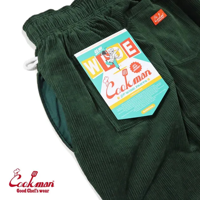Cookman Chef Pants Semiwide Corduroy Dark Green