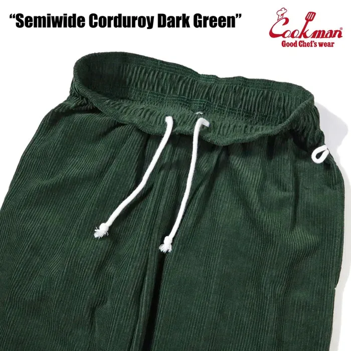 Cookman Chef Pants Semiwide Corduroy Dark Green
