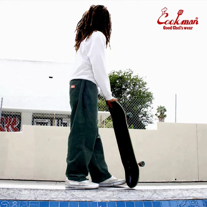 Cookman Chef Pants Semiwide Corduroy Dark Green