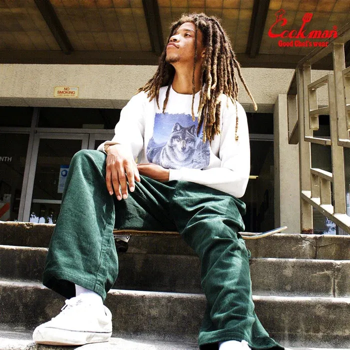 Cookman Chef Pants Semiwide Corduroy Dark Green