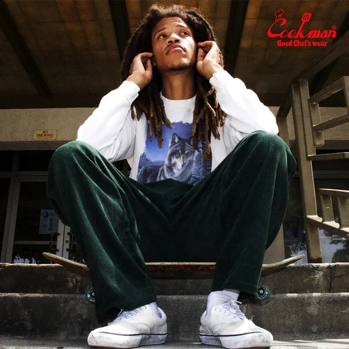 Cookman Chef Pants Semiwide Corduroy Dark Green