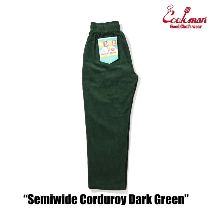 Cookman Chef Pants Semiwide Corduroy Dark Green
