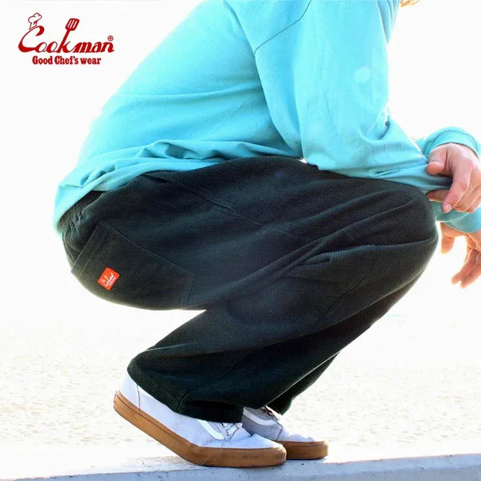 Cookman Chef Pants Semiwide Corduroy Dark Green