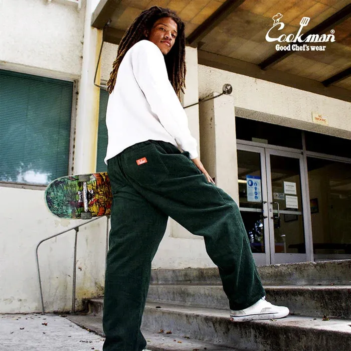 Cookman Chef Pants Semiwide Corduroy Dark Green