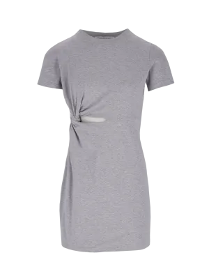 cutout-detail knitted knee-length dress