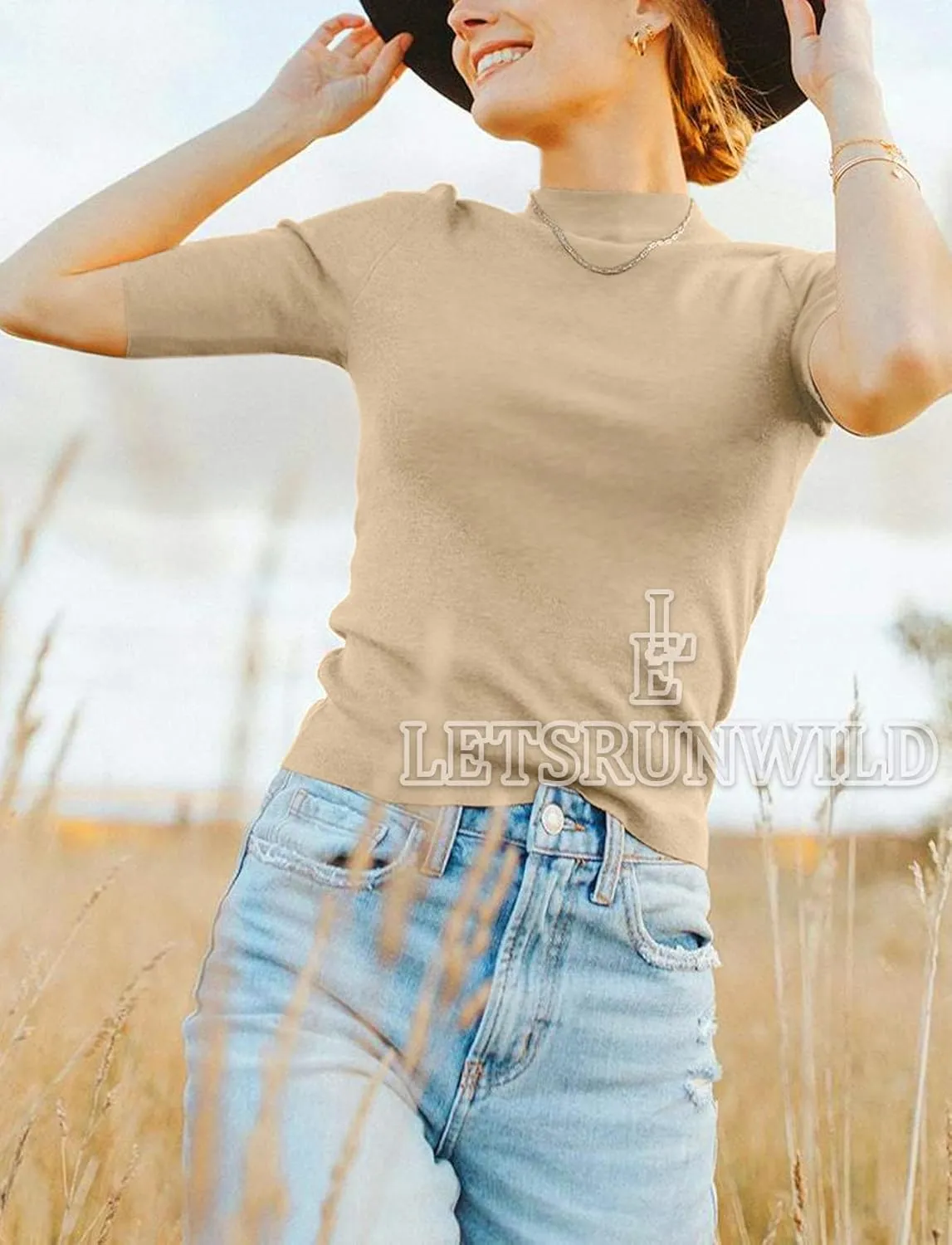 LETSRUNWILD Business Casual Tops for Women Dressy Cute Tops Mock Turtleneck Tshirts Shirts