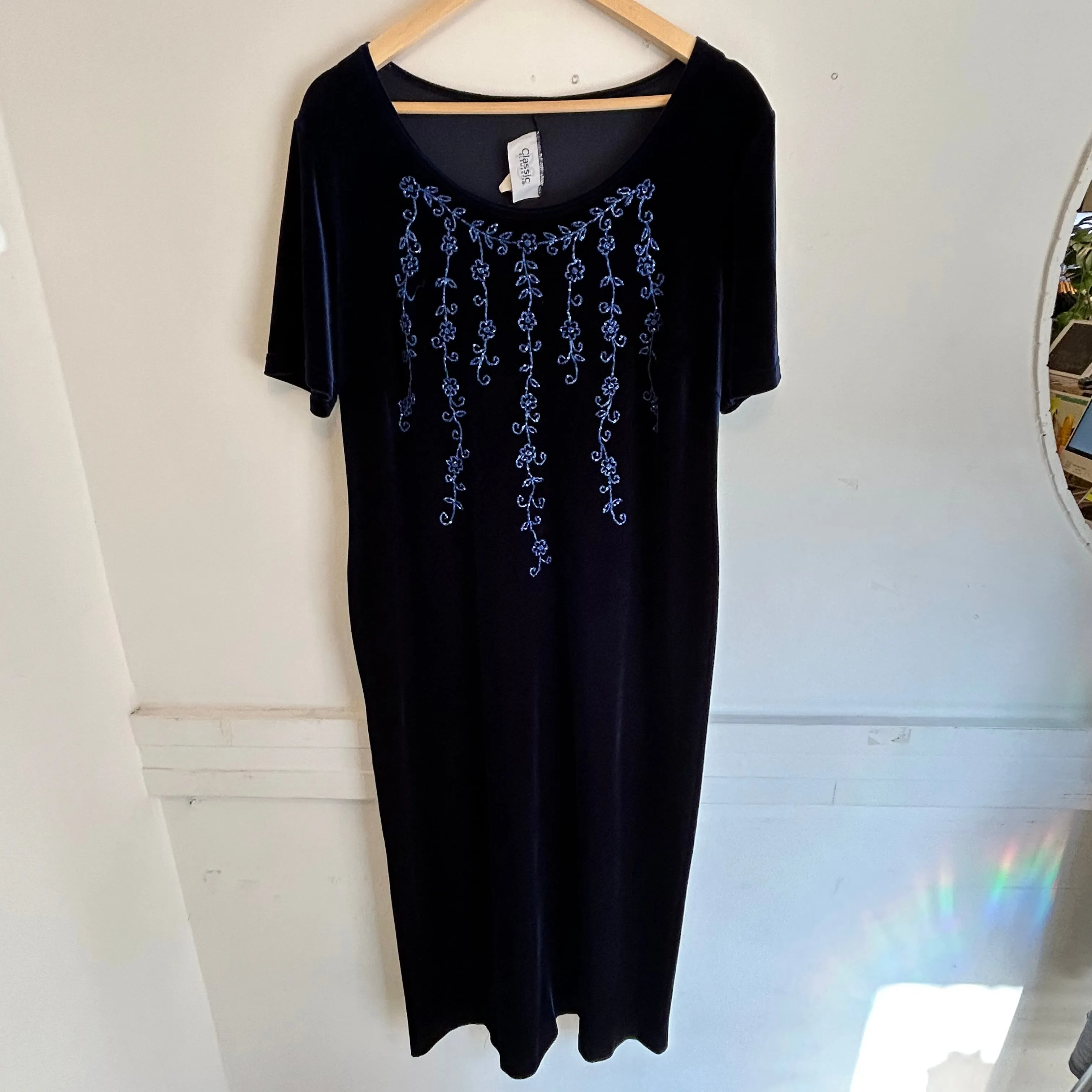 Midnight Velvet Beaded Dress | L