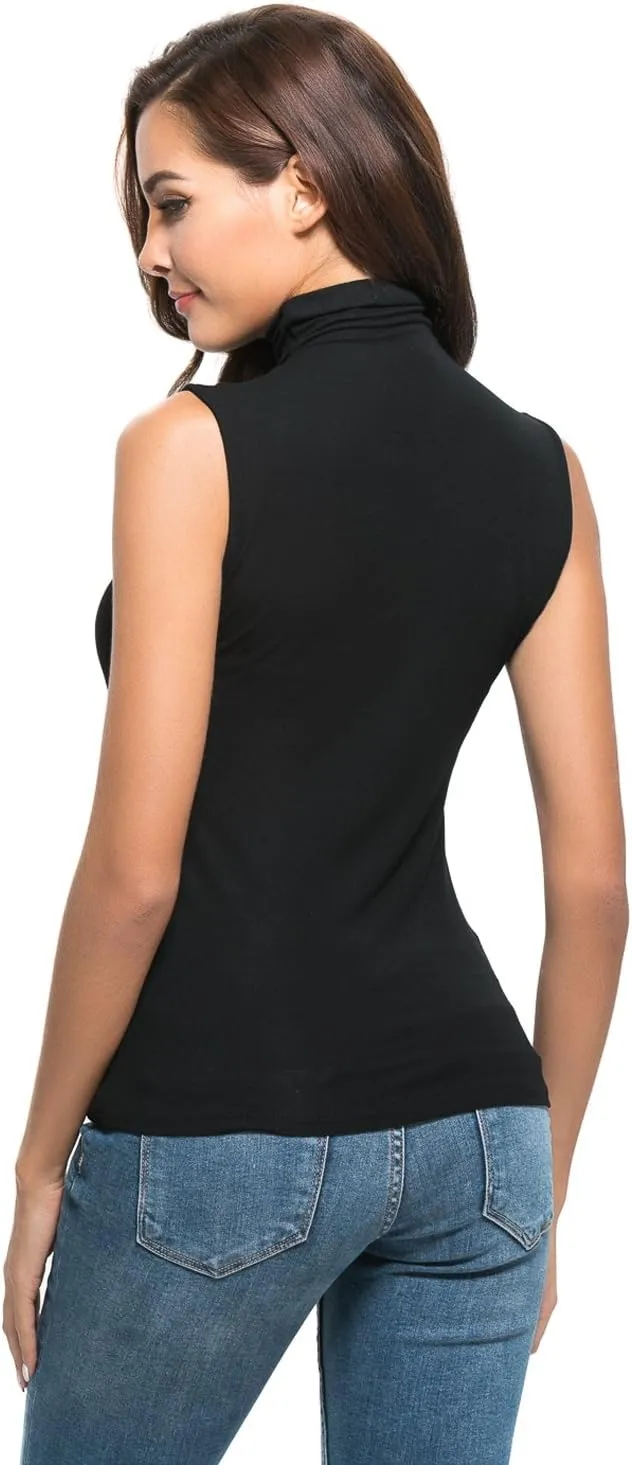 Nasperee Women Sleeveless/Long Sleeve Mock Turtleneck Tank Tops Slim Fit Stretchy Layer Tee Shirts