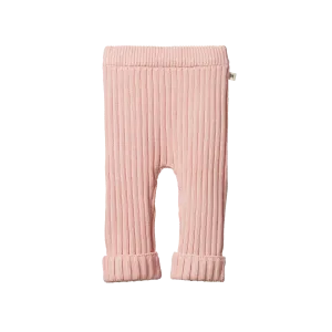 Nature Baby Lou Pants Cotton Knit - Rose Bud