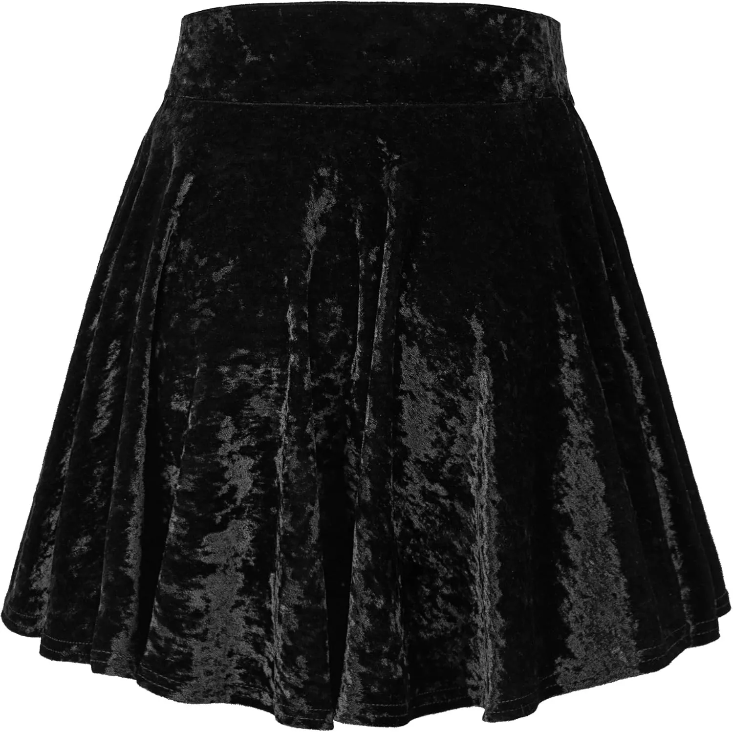 Urban CoCo Women's Vintage Velvet Stretchy Mini Flared Skater Skirt