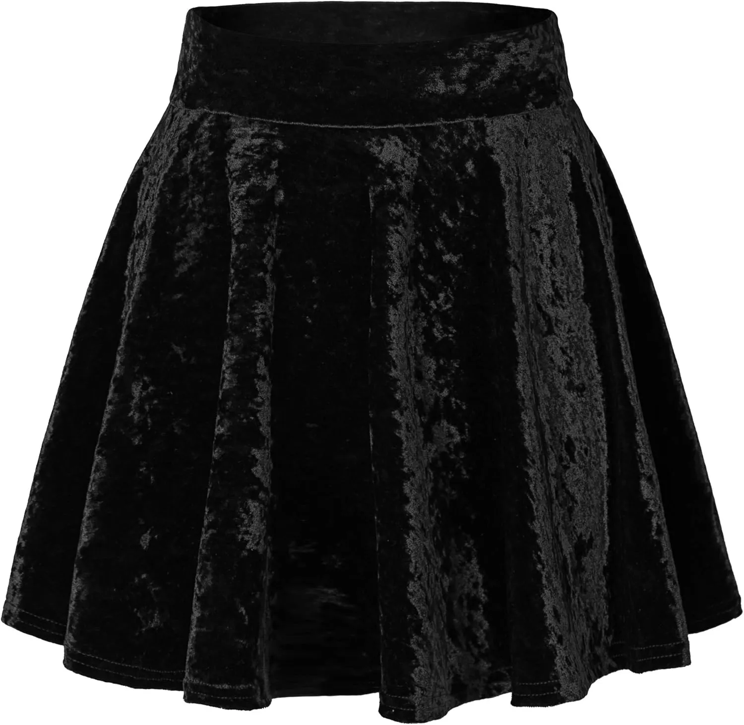 Urban CoCo Women's Vintage Velvet Stretchy Mini Flared Skater Skirt