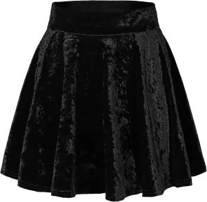 Urban CoCo Women's Vintage Velvet Stretchy Mini Flared Skater Skirt