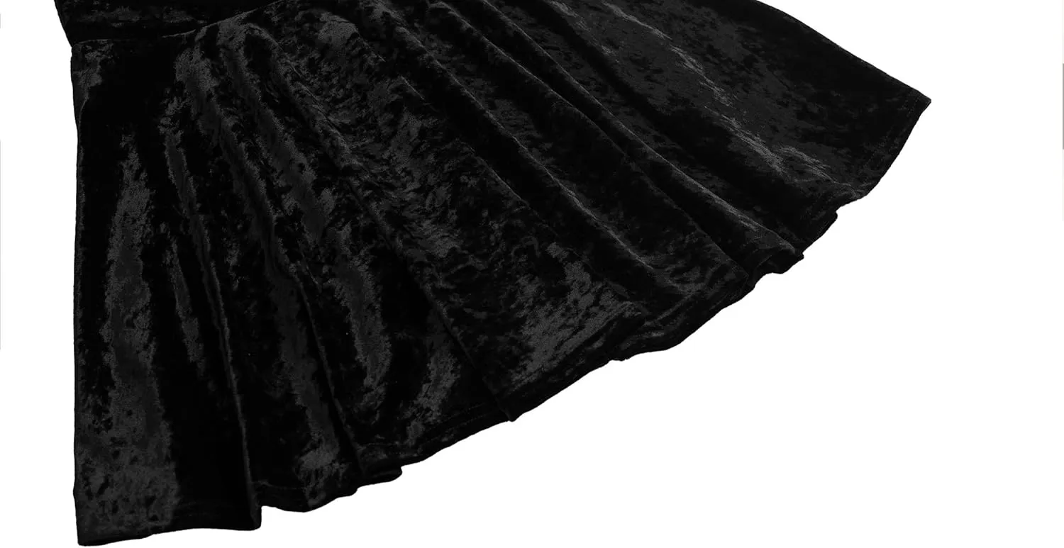 Urban CoCo Women's Vintage Velvet Stretchy Mini Flared Skater Skirt